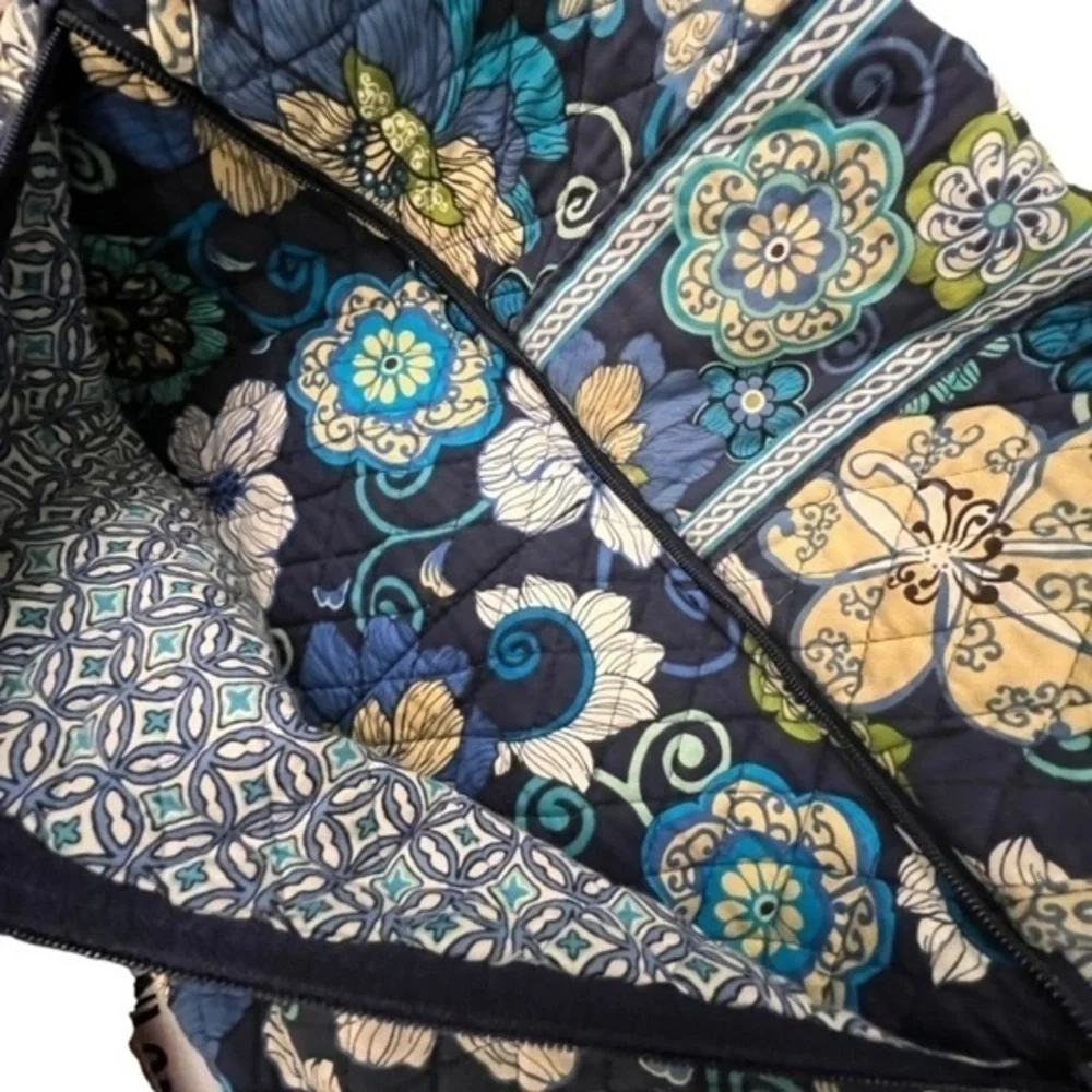 Vera Bradley Blue Messenger Bag Floral Lindsey Laptop Briefcase Book Bag 14x10x4